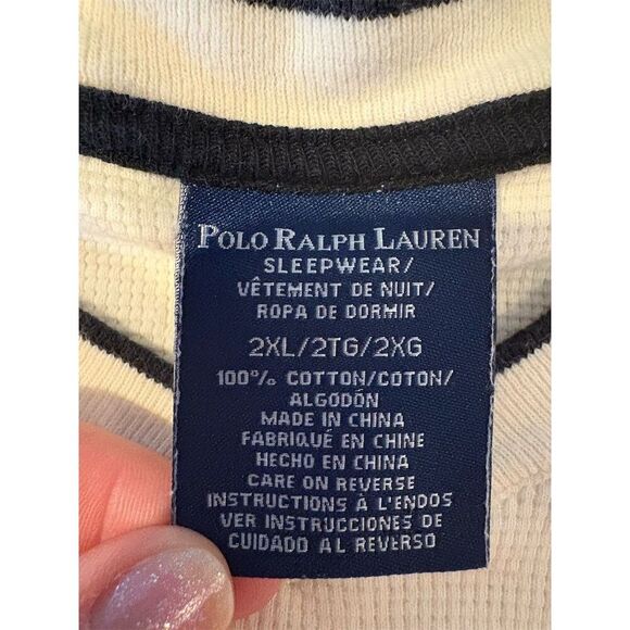 Polo Ralph Lauren Men's 2XL Ivory Pajama Top Long Sleeve V-Neck - Picture 6 of 9